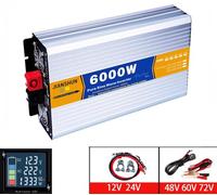 Inverter a onda sinusoidale pura da 3000 W a 8000 W, convertitore di potenza da CC 12 V 24 V 48 V 60 V a CA 220 V 230 V, con presa di corrente CA e display LCD(6000W,48V to 110V)
