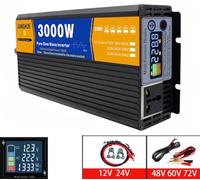 Inverter a onda sinusoidale pura da 3000 W a 8000 W, convertitore di potenza da CC 12 V 24 V 48 V 60 V a CA 220 V 230 V, con presa di corrente CA e display LCD(3000W,72V to 110V)