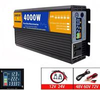 Inverter a onda sinusoidale pura da 3000 W a 8000 W, convertitore di potenza da CC 12 V 24 V 48 V 60 V a CA 220 V 230 V, con presa di corrente CA e display LCD(4000W,72V to 110V)