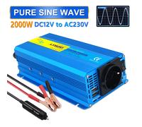 Inverter a Onda Sinusoidale Pura LVYUAN da DC 2V/24V a AC 230V con Presa EU e USB, Convertitore di Potenza 1000W/1200W/2000W per Elettrodomestici