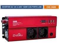 INVERTER CONVERTITORE DA 12V A 220V POTENZA 1500W CON PORTE USB PER CAMPER AUTO
