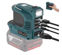 Inverter da 220 W per Bosch Professional 18 V sistema GBA Akuu, convertitore di tensione da 18 V CC a 220 V CA, convertitore di tensione con connettore USB-A, USB-C e 12 V CC, lampada LED da 200 lm
