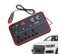 Inverter di corrente per auto, convertitore multipresa ABS 12 V/24 V a 220 V, nero, 18,5 x 11 x 2,5 cm, adattatore per caricabatterie per accendisigari per uso di energia di emergenza in viaggio