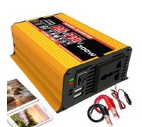 Inverter di Potenza da 300 W, Convertitore CC da 12 V A 110 V / 220 V Ca, con Presa Ca + Caricatore per Auto Doppio USB, Compatto, per Campeggio, Lavoro sul Campo, Vacanze,Yellow-12Vto110V