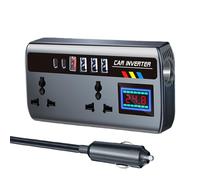 Inverter per auto - Convertitore auto da 12 V/24 V a 220 V per valutazione | Costruzione resiliente ed elegante per porte di ricarica rapida, inverter caricabatterie per auto portatile, 3 porte