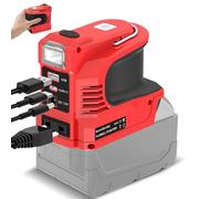 Inverter per batteria Einhell da 18 V, DC 18 V a AC 220 V, adattatore con connettore USB Type-C DC12 V e presa AC e lampada LED, unità di emergenza per campeggio