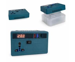 Inverter Portatile DC 18/21V a 110/220V AC SENZA Batteria Convertitore Corrente con 2 USB e Type-C Compatibile Batterie Tipo Makita per Campeggio Auto Casa