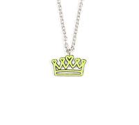 Invertika Collana Donna Lumika Metallo Placcato argento con Pendente Corona Smaltato Lime - Regolabile 45-60 cm - Metallo Eco-Friendly Ipoallergenico e Nickel Free - Made in Italy