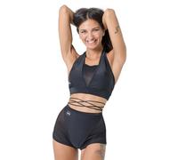 Invertika Completo Donna Top e Shorts Unica Pole Dance Sportivo con Retina e Sgambatura Regolabile con Lacci. Made in Italy (M, NERO)