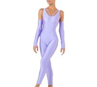 Invertika Tuta Lunga Donna Ipnotika con Pantalone Lungo e Manicotti Sportivo Contenitivo in Tessuto Stretch Lilla Made in Italy per Abbigliamento Sportivo, Fashion, Sexy e Femminile-S