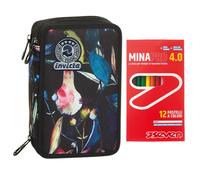 Invicta Astuccio 3 Scomparti Completo di Matite + 12 Pastelli