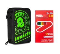 Invicta Astuccio 3 Scomparti Completo di Matite + 12 Pastelli