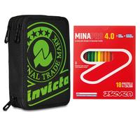 Invicta Astuccio 3 Scomparti Completo di Matite + 18 Pastelli