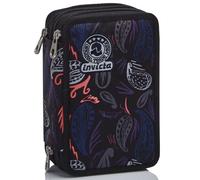 Invicta Astuccio 3 Scomparti, Completo di Matite, Penne, Pennarelli… Scuola Media Elementare, Bambine e Ragazze, Nero (Paisley Black)