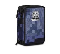 Invicta Astuccio Scuola 3 Zip Fantasy, Blu, Pixel Camo Blue, Completo di Penne, Matite, Pennarelli, Accessori Scuola, Accessori Zaino, Scuola, Bambini e Ragazzi