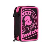 Invicta Astuccio 3 Zip, Triplo Scomparto, Completo di Matite, Pennarelli, Colori, Accessori Zaino, Elementari, Medie, Superiori, Black/Fuxia, Bambine e Ragazze, fucsia/nero
