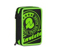 Invicta Astuccio 3 Zip, Triplo Scomparto, Completo di Matite, Pennarelli, Colori, Accessori Zaino, Elementari, Medie, Black/Green, Bambini e Ragazzi, nero/verde
