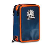 Invicta Astuccio 3 Zip, Triplo Scomparto, Completo di Matite, Pennarelli, Colori, Accessori Zaino, Elementari, Medie, Smoky Blue, Bambini e Ragazzi, blu/arancione