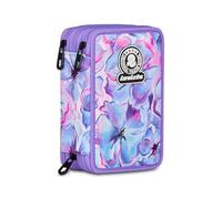 Invicta Astuccio Scuola 3 Zip Fantasy, Lilla, Portapenne Triplo Scomparto Completo Di Penne, Matite, Colori, Accessori Zaino, Scuola Elementare, Bambina