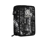 Invicta Astuccio Scuola 3 Zip Fantasy, Nero, Triplo Scomparto Completo di Penne, Matite e Pennarelli, Accessori Scuola, Accessori Zaino, Scuola Elementare, Bambino