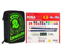 Invicta Astuccio Scuola Bambino 3 Zip Completo di Matite + 24 Pastelli a Colori