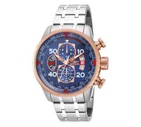 Invicta Aviator - Orologio da Uomo in Acciaio Inossidabile con Movimento al Quarzo - 48 mm, Oro Rosa/Blu