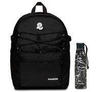 Invicta BLOW UP PLAIN BACKPACK GRS + Invicta Borraccia, Nero, Borraccia Termica