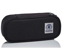 Invicta Bustina Ovale, con Organizer in Terno Porta Penne, Portapenne, Astuccio, Scuola & Ufficio, Unisex, Tinta Unita, Nero (Jet Black)