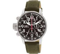 INVICTA Orologio da uomo 1873 I-Force con cronografo per mancini con quadrante nero e tessuto verde con retro in pelle, Nero, Cronografo