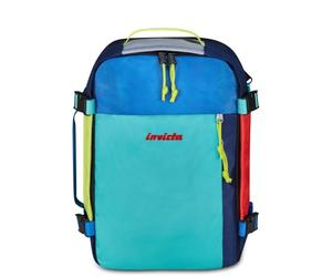 Invicta Packly Zaino 18L, Zaino Bagaglio a Mano Aereo, Uomo Donna, Apertura Frontale, con Tasca PC 15,6'' e Tasca per Borraccia, Nastro Trolley, per Viaggio, Lavoro, Verde Acqua Multicolor