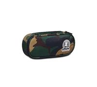 Invicta Portapenne Scuola Round Plus, Verde Militare, GREEN CAMOUFLAGE, Bustina Ovale Mono Scomparto con Elastici Porta Penne e Taschina Interna, Accessori Zaino, Scuola