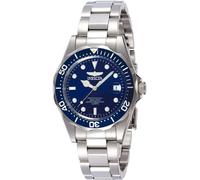 Invicta Pro Diver - Orologio da uomo in acciaio inossidabile con movimento al quarzo - 37 mm, Argento / Blu
