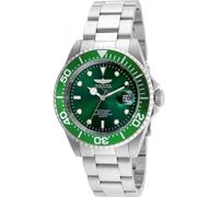 Invicta Pro Diver - Orologio da uomo in acciaio inossidabile con movimento al quarzo - 40 mm, Argento / Verde