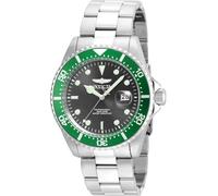 Invicta Pro Diver - Orologio da uomo in acciaio inossidabile con movimento al quarzo - 43 mm, Argento / Verde