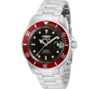 Invicta Pro Diver - Orologio da uomo in acciaio inossidabile con movimento automatico - 40 mm, Argento / Rosso
