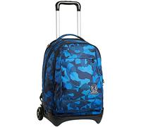 Invicta Trolley Scuola Tech, Blu, Camo Squared, 3 in 1, Triplo Uso, Zaino con Carrello Sganciabile e Crossover System, Zaini e Trolley, Viaggio, Unisex