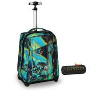 Invicta Trolley Scuola Benin Fantasy, Blu e Verde, 2 in 1, Con Spallacci Uso Zai
