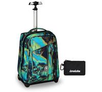 Invicta Trolley Scuola Benin Fantasy, Blu e Verde, 2 in 1, Con Spallacci Uso Zai
