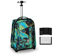 Invicta Trolley Scuola Benin Fantasy, Blu e Verde, 2 in 1, Con Spallacci Uso Zai