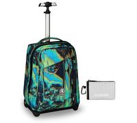 Invicta Trolley Scuola Benin Fantasy, Blu e Verde, 2 in 1, Con Spallacci Uso Zai