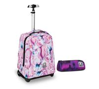 Invicta Trolley Scuola Benin Fantasy, Rosa e Viola, 2 in 1, Con Spallacci Uso Za