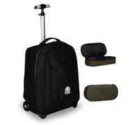 Invicta Trolley Scuola Benin Solid, Nero, 2 in 1, Con Spallacci Uso Zaino, Tasca porta Borraccia e Porta Laptop, Scuola & Viaggio, Ragazzi + BUSTINA R.PLUS INVICTA LOGO