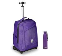 Invicta Trolley Scuola Benin Solid, Viola, 2 in 1, Con Spallacci Uso Zaino, Tasca porta Borraccia e Porta Laptop, Scuola & Viaggio, Ragazzi + Invicta Borraccia, Viola, Borraccia Te