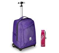 Invicta Trolley Scuola Benin Solid, Viola, 2 in 1, Con Spallacci Uso Zaino, Tasca porta Borraccia e Porta Laptop, Scuola & Viaggio, Ragazzi + Invicta Borraccia, Rosa, Borraccia Ter
