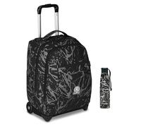 Invicta Trolley Scuola Fisso New Benin Fantasy, Grigio, 2 in 1, Doppio Uso, Trolley e Zaino, Zaino Scuola e Viaggio, Ragazzo e Ragazza + Invicta Borraccia, Nero, Borraccia Termica