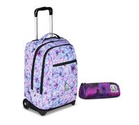 Invicta Trolley Scuola Fisso New Benin Fantasy, Lilla, 2 in 1, Doppio Uso, Trolley e Zaino, Zaino Scuola e Viaggio, Ragazzo e Ragazza + BUSTINA SPACE PINK INVICTA FANTASY GRS