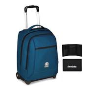 Invicta Trolley Scuola Fisso New Benin Solid, Blu, 2 in 1, Doppio Uso, Trolley e