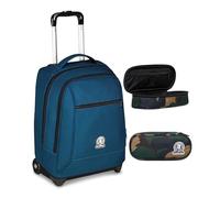 Invicta Trolley Scuola Fisso New Benin Solid, Blu, 2 in 1, Doppio Uso, Trolley e Zaino, Zaino Scuola e Viaggio, Ragazzo e Ragazza + BUST R.PLUS GREEN CAMO INVICTA FANTASY GRS