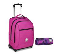 Invicta Trolley Scuola Fisso New Benin Solid, Fucsia, 2 in 1, Doppio Uso, Trolley e Zaino, Zaino Scuola Viaggio, Ragazzo e Ragazza + BUSTINA SPACE PINK INVICTA FANTASY GRS
