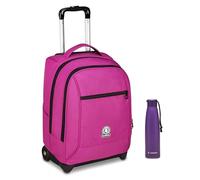 Invicta Trolley Scuola Fisso New Benin Solid, Fucsia, 2 in 1, Doppio Uso, Trolley e Zaino, Zaino Scuola Viaggio, Ragazzo e Ragazza + Invicta Borraccia, Viola, Borraccia Termica in